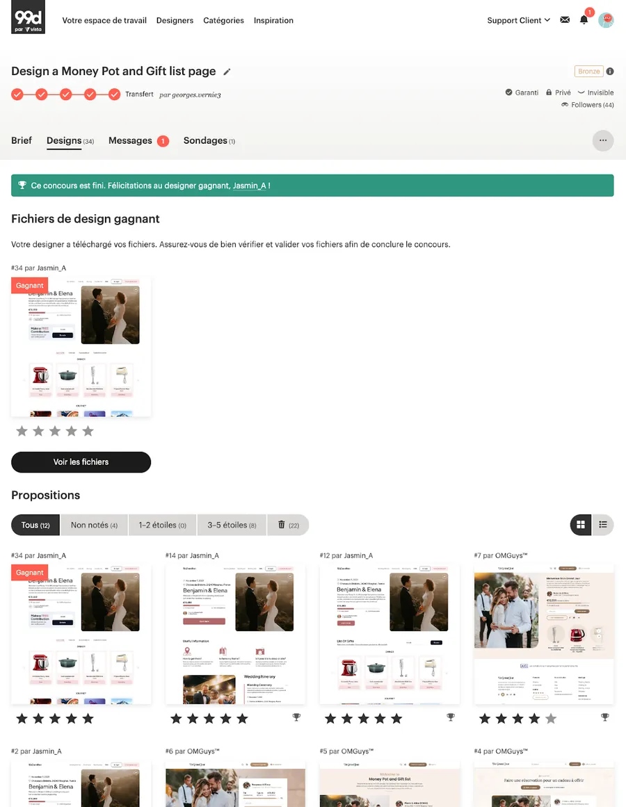 99 design example of web design landing page for Un Grand Jour